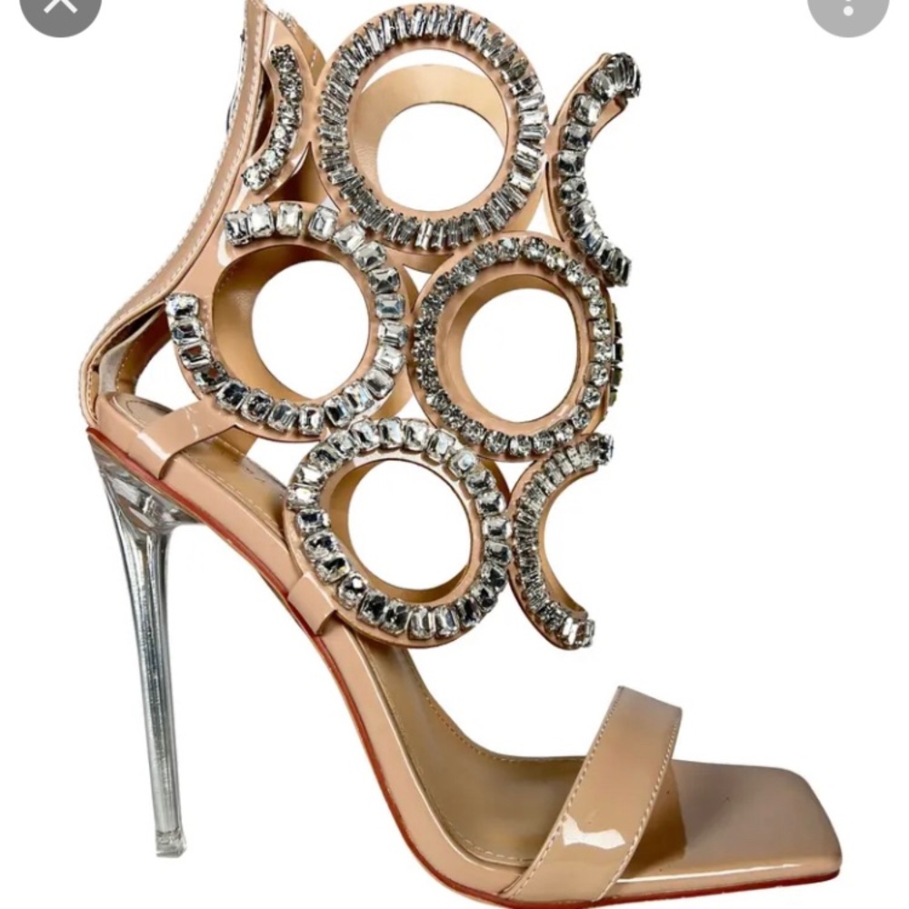 Beautiful sexy crystal booties size 8 open toe brand new never worn
